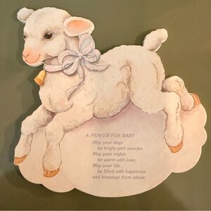 VTG Hallmark Plaque Nursery Friends Lamb A Prayer For Baby USA 1985 DE8504